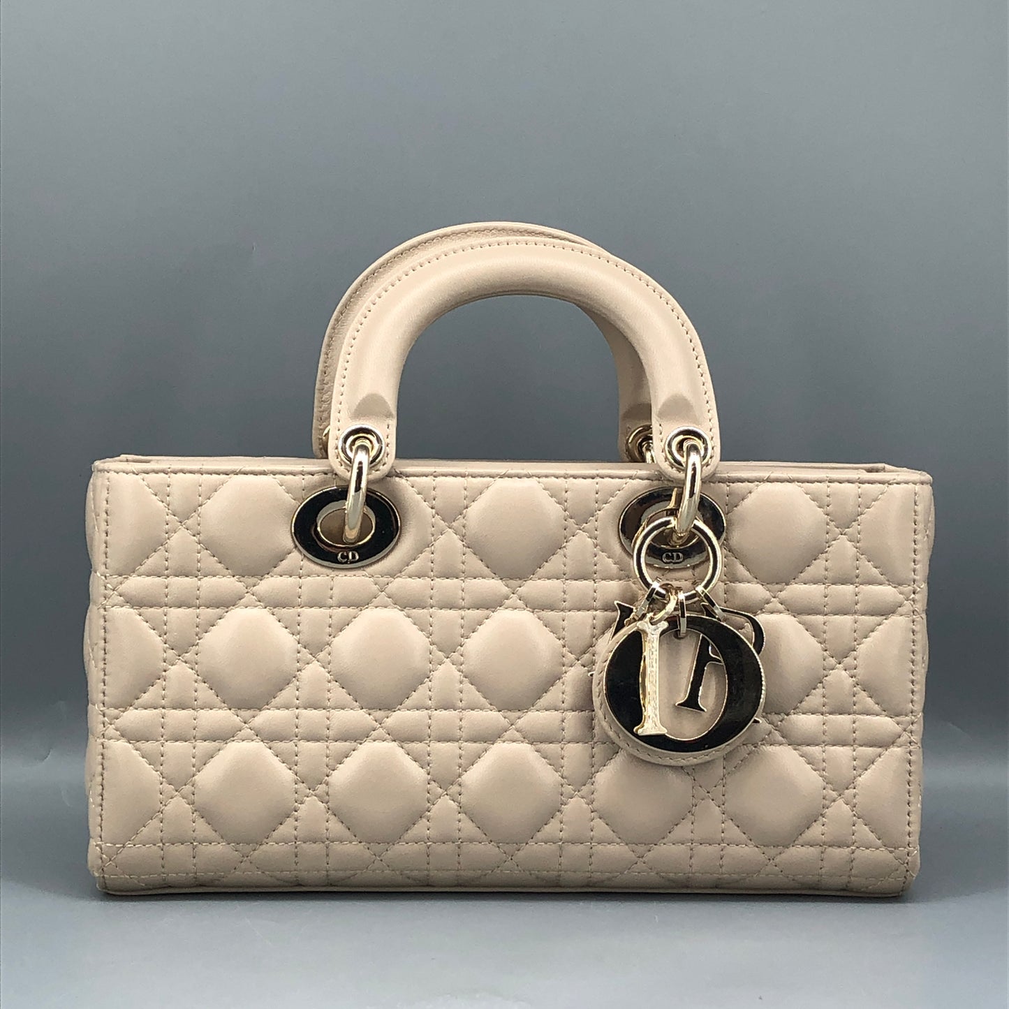 Christian Dior Lady Dior Horizontal Medium Cannage Leather Handbag Dusty Pink
