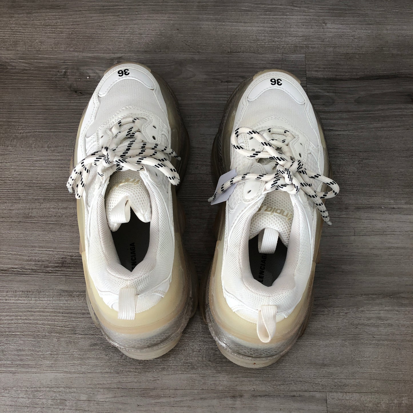 Balenciaga Women's Triple S Mesh & Leather Chunky Sneakers Size 36 Off White