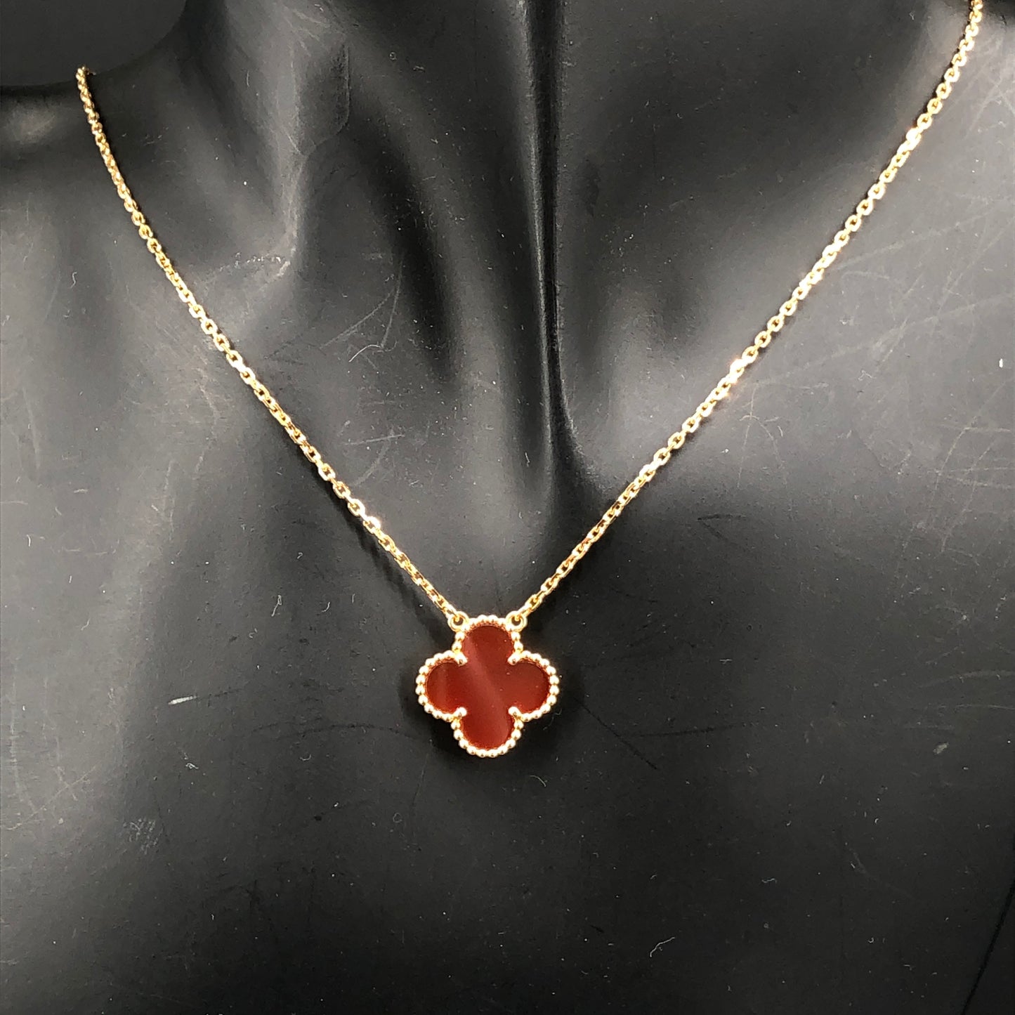 Van Cleef & Arpels Red Carnelian Single Vintage  Alhambra Pendant Necklace 2021