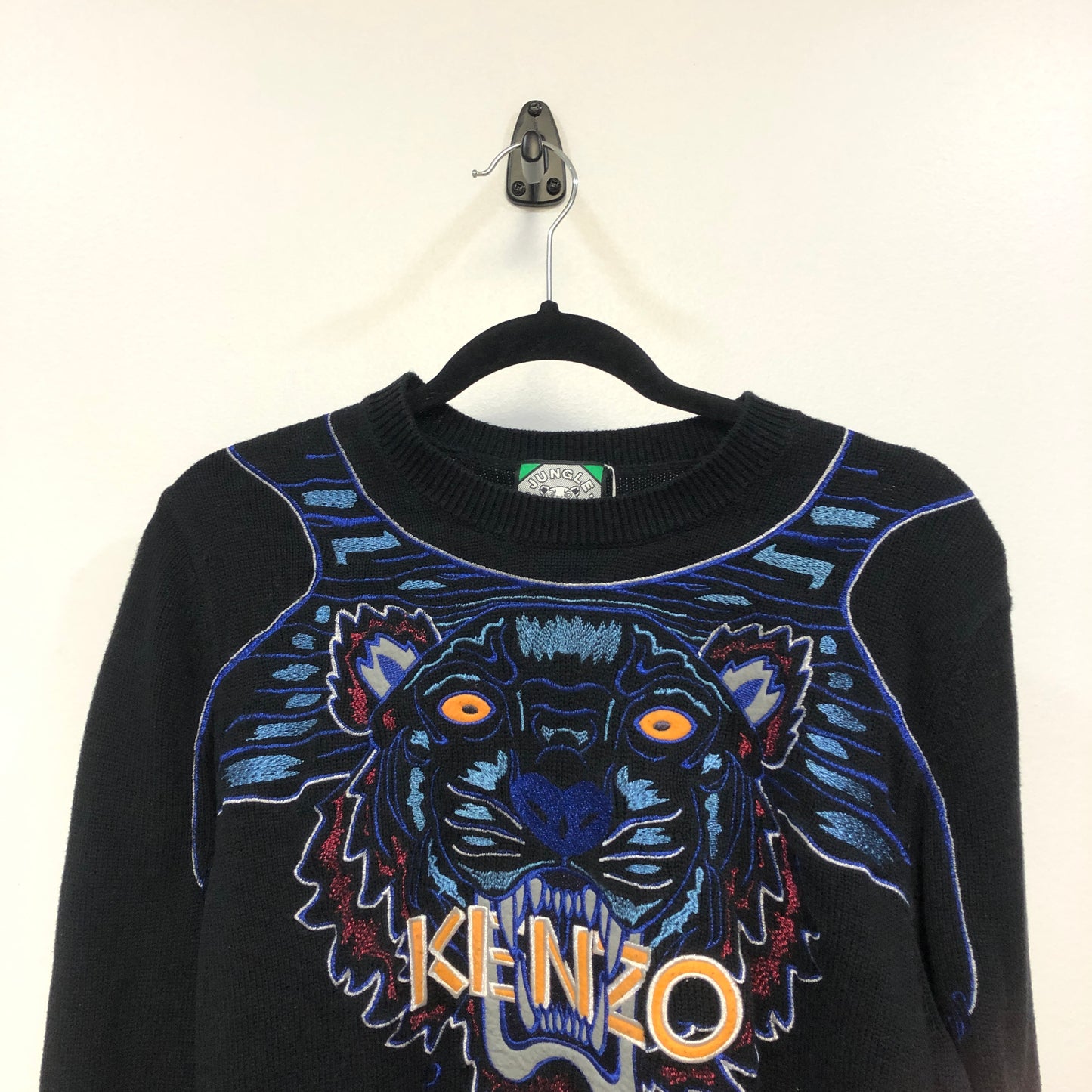 Kenzo Black Classic Tiger Embroidered Crew Neck Sweatshirt L