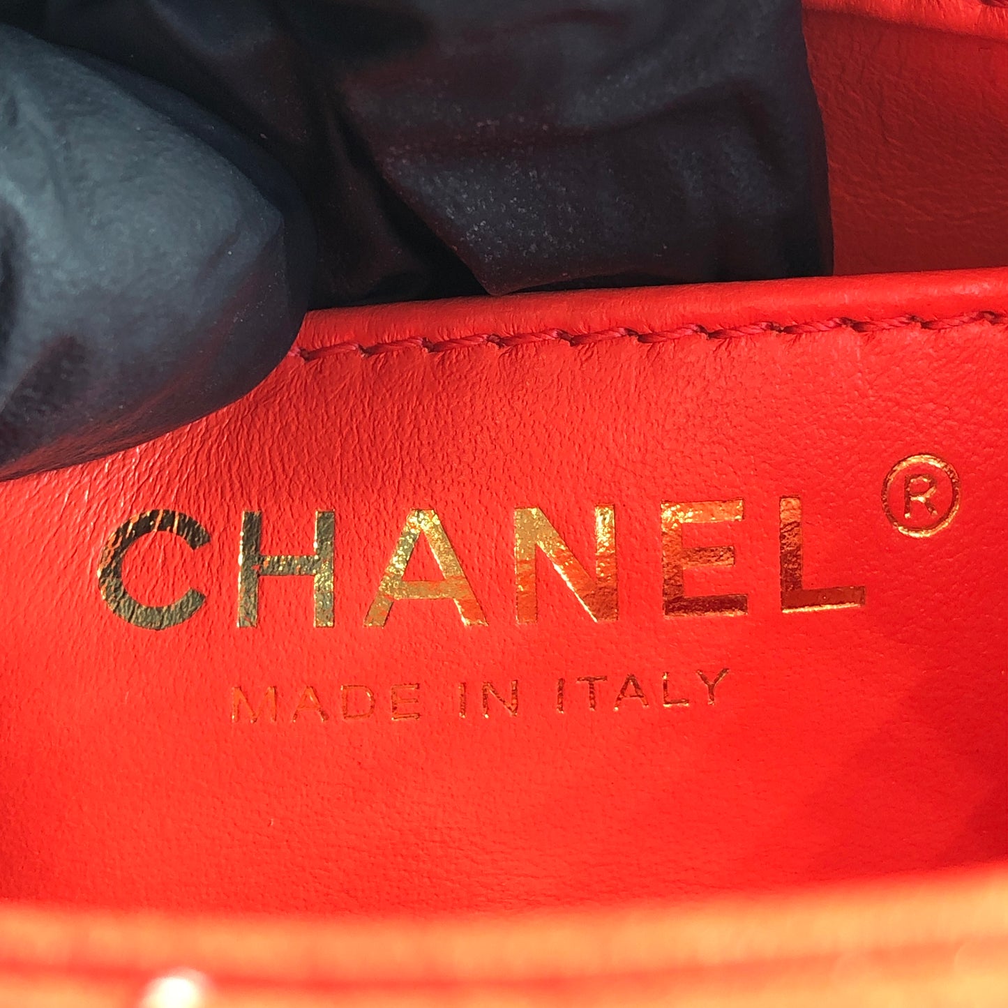 Chanel Mini Quilted Lambskin Flap Bag with Pearl Chain Red