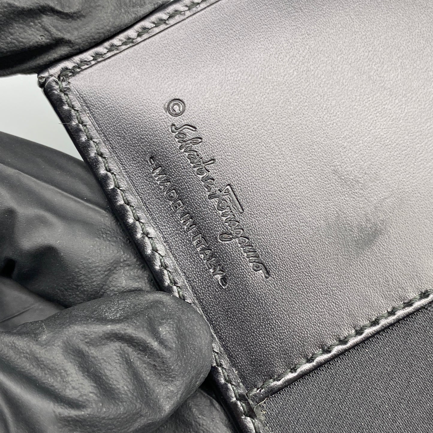 Ferragamo Black Canvas Short Bi-fold Wallet