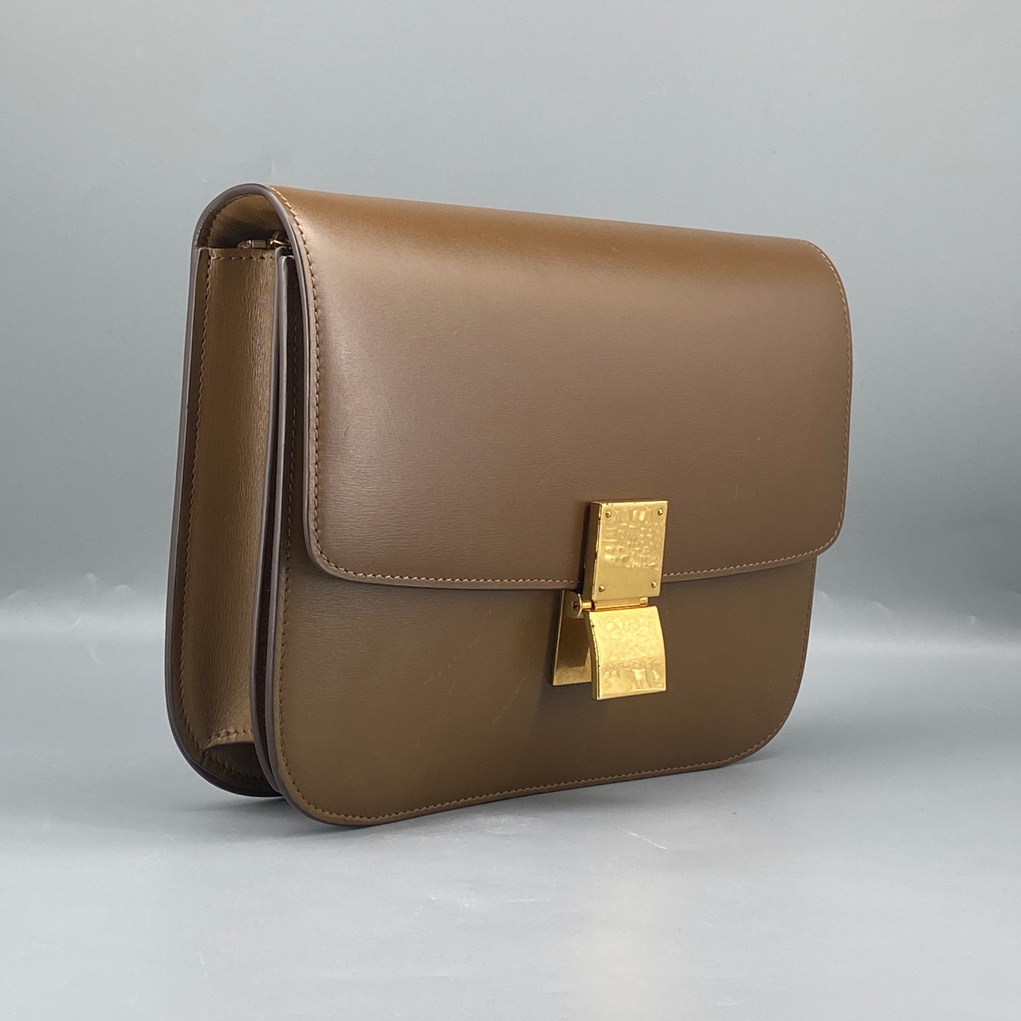 Celine Tan Box Calf Leather Classic Box Flap Crossbody Bag