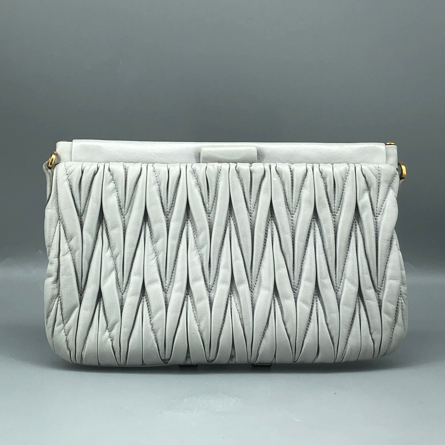 Miu Miu Grey Matelasse Leather Chain Clutch Shoulder Bag