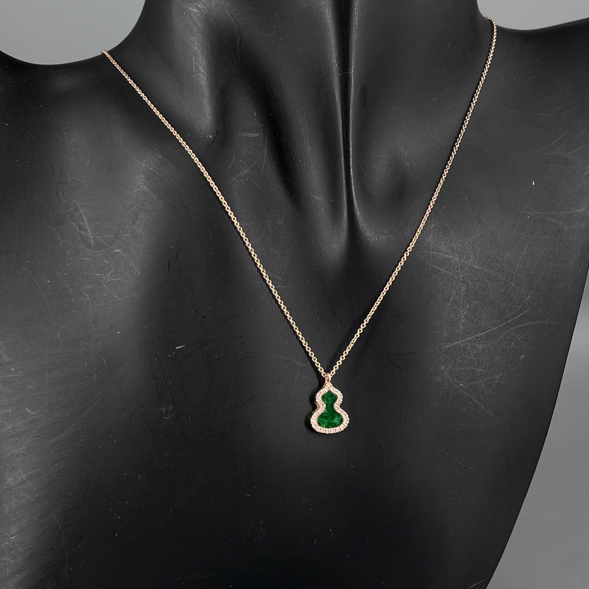 Qeelin Wulu Imperial Green Jade & Diamond 18K Rose Gold Necklace