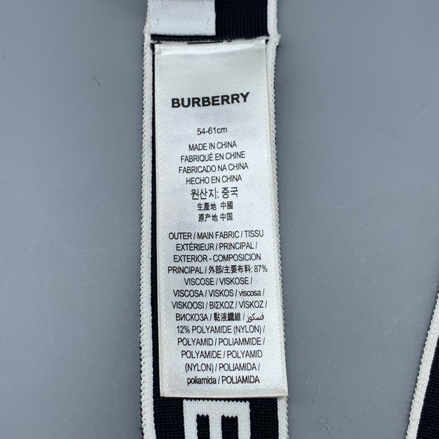 Burberry Logo Elastic Headband Black White