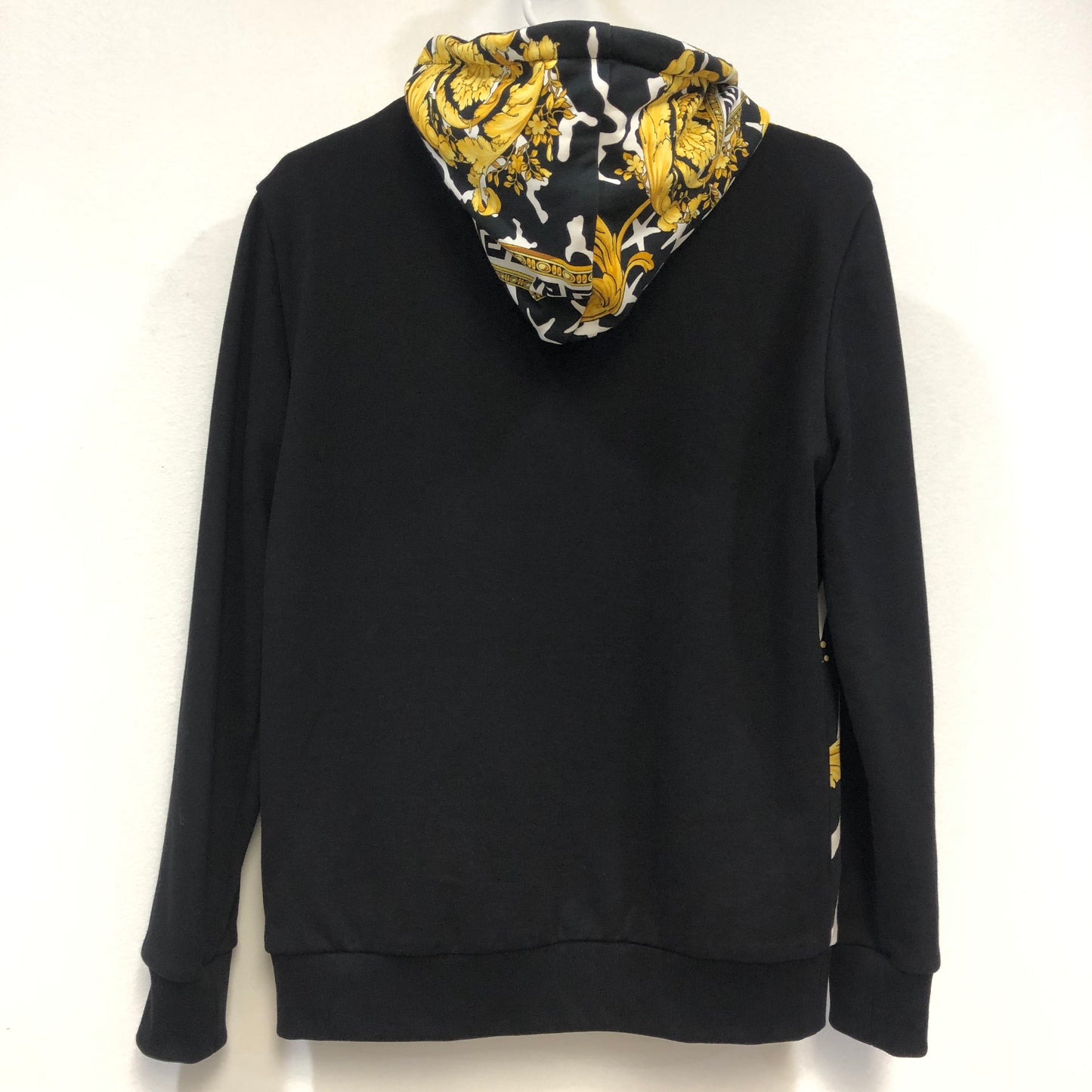 Versace Black Baroque Print Zip-Up Hoodie Size 40
