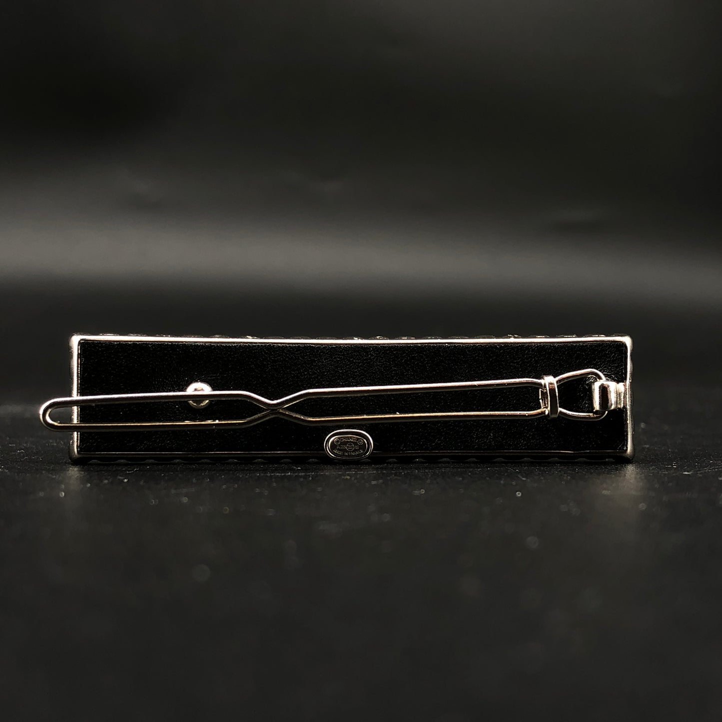 Chanel 2023 Silver Crystal Logo Barrette