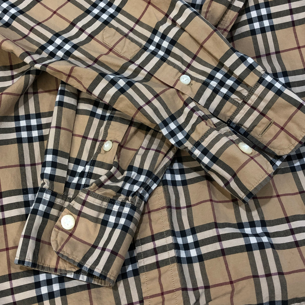 Burberry Khaki Vintage Check Long Sleeve Shirt Size S