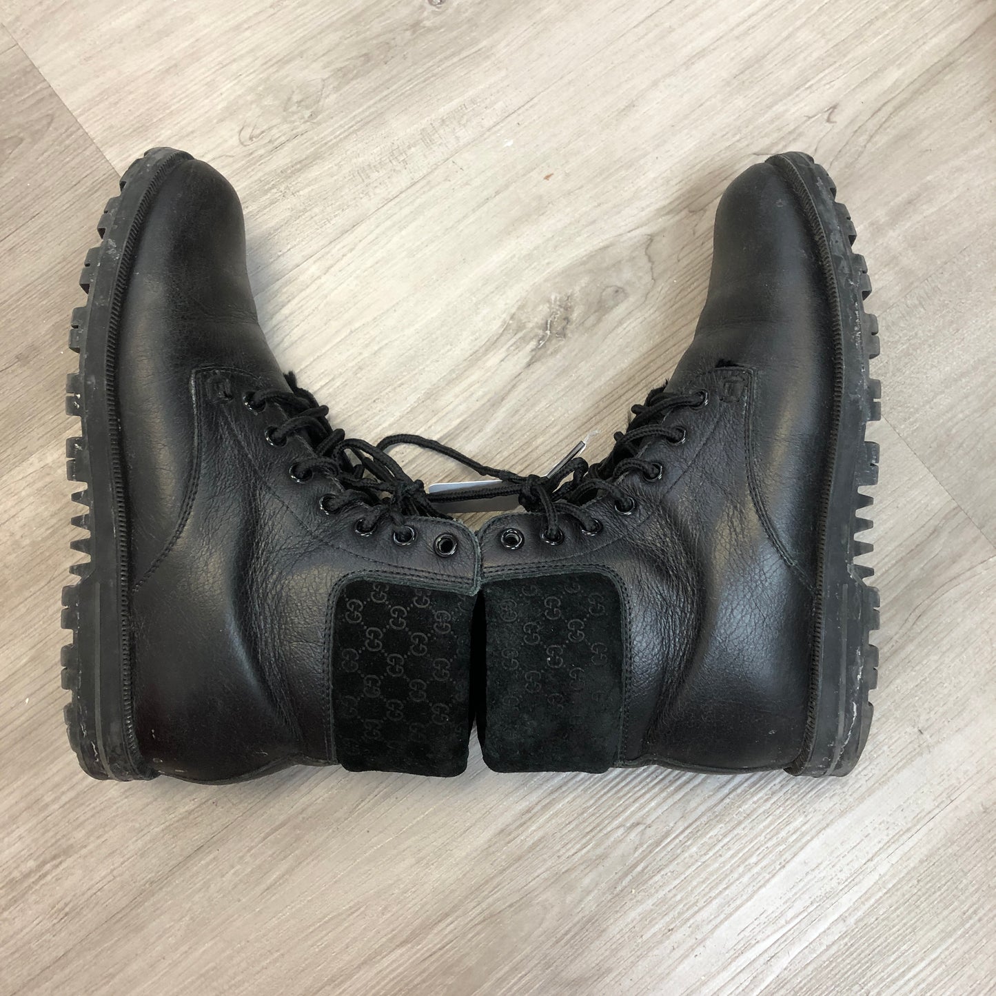 Gucci Women's Black Leather Combat Boots Size 35.5
