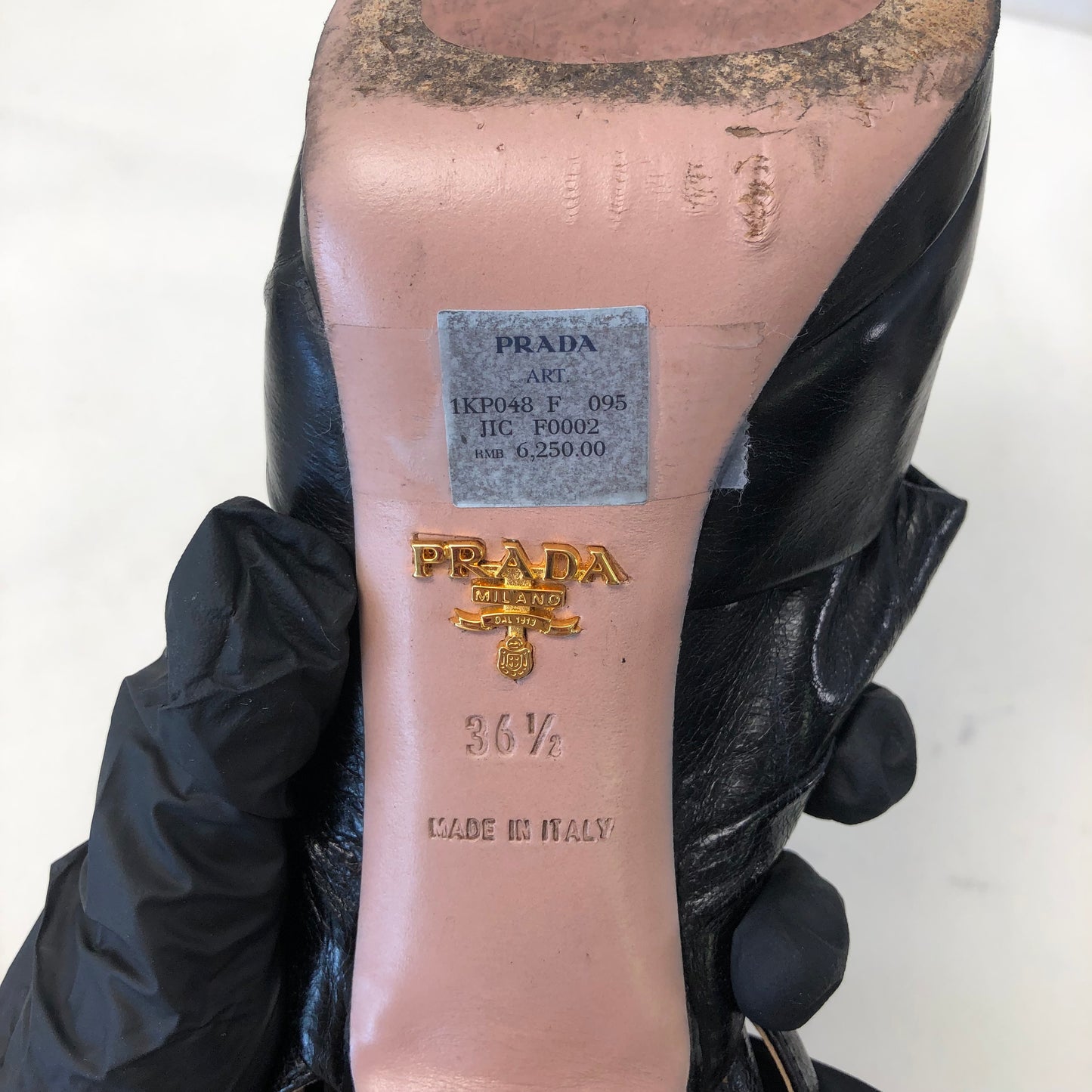 Prada Black Bow Platform High Heel Sandals Women's Shoes Size 36.5