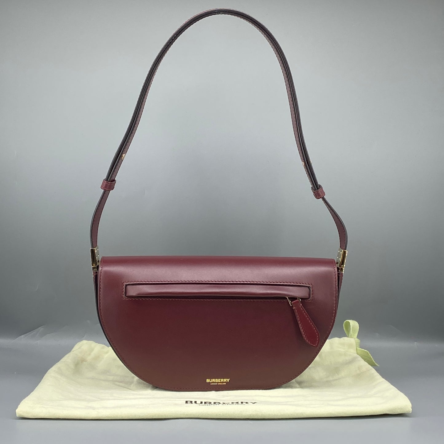 Burberry Deep Red Leather Saddle Shoulder Crossbody Bag