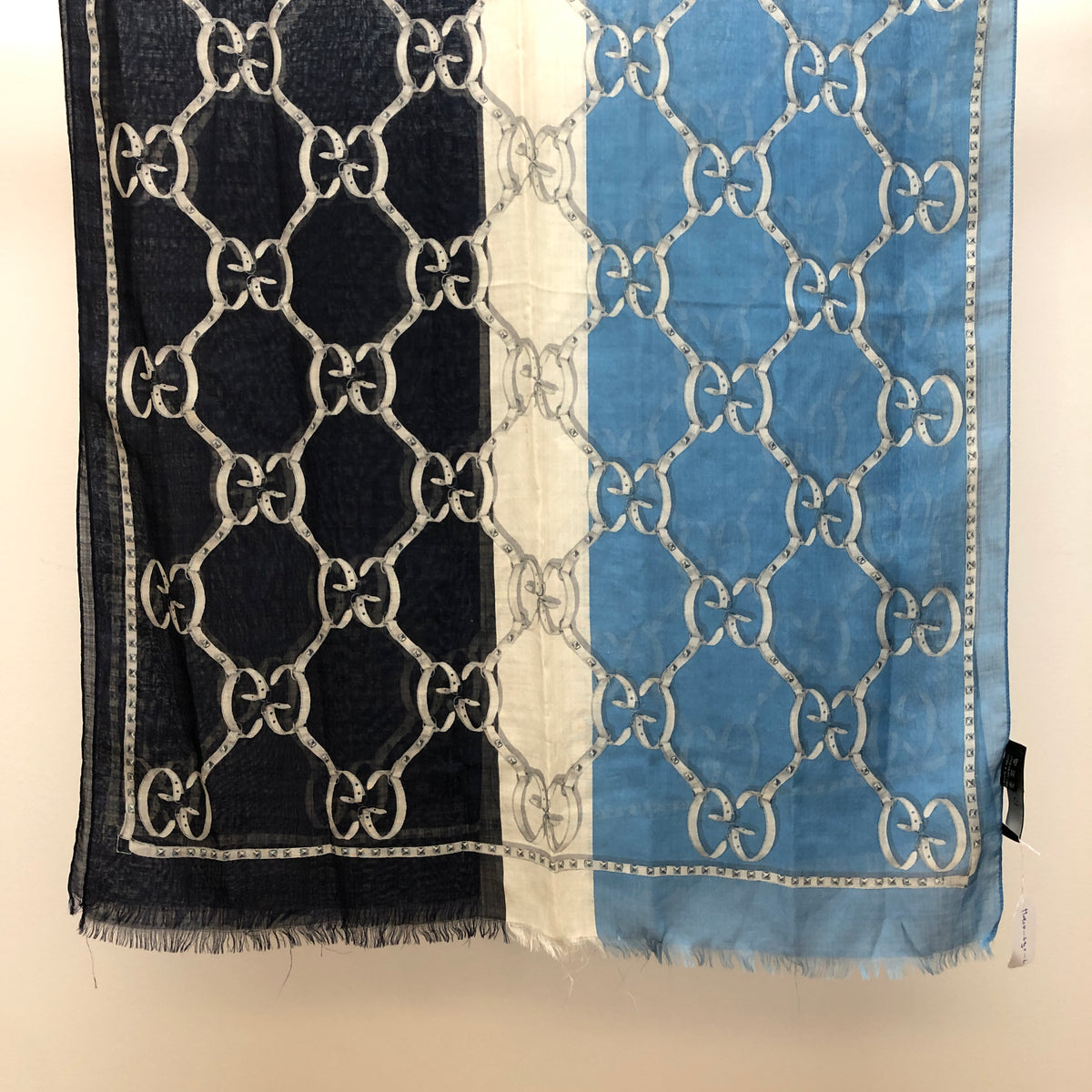 Gucci Blue & Navy Blue GG Pattern Scarf 68*192 cm