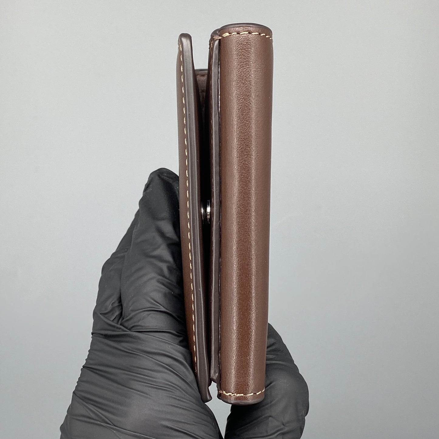 Coach Deep Brown Smooth Leather Flip Card Wallet
