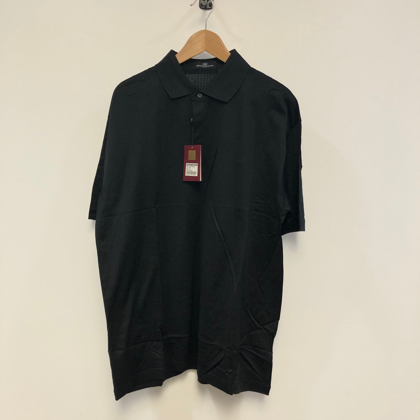 Giovanni Valentino Black Solid Short Sleeve Polo Shirt XXL