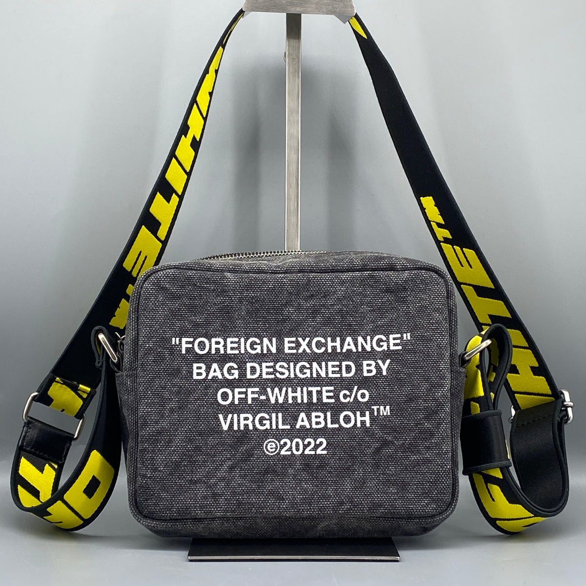 Off-White Grey Canvas Crossbody Camera Bag