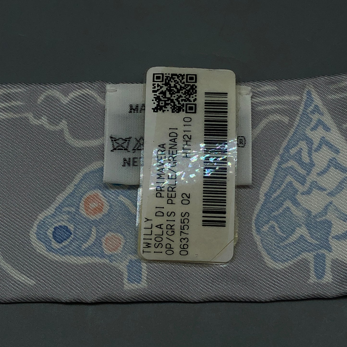 Hermes Set of 2 Twilly Scarves Grey Multi-Color Print