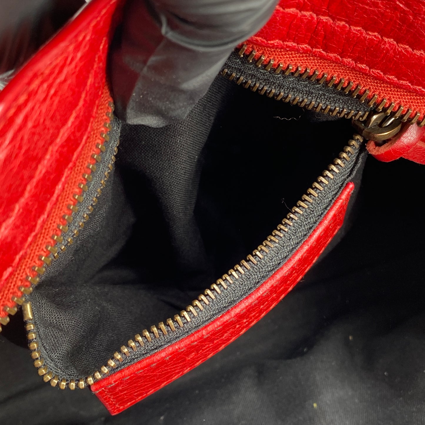 Balenciaga Red Lambskin Mini City Handbag