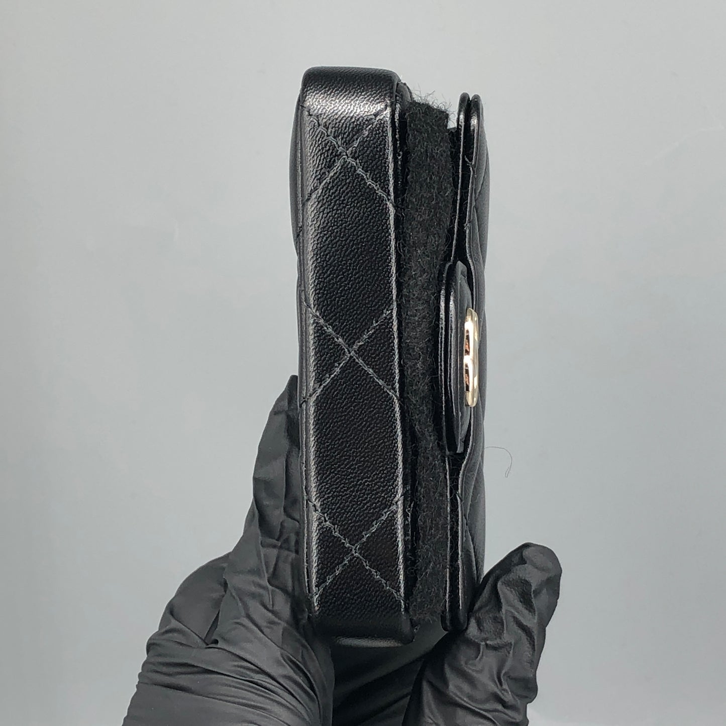 Chanel Bow Classic Quilted Belt Bag Black Lambskin Leather