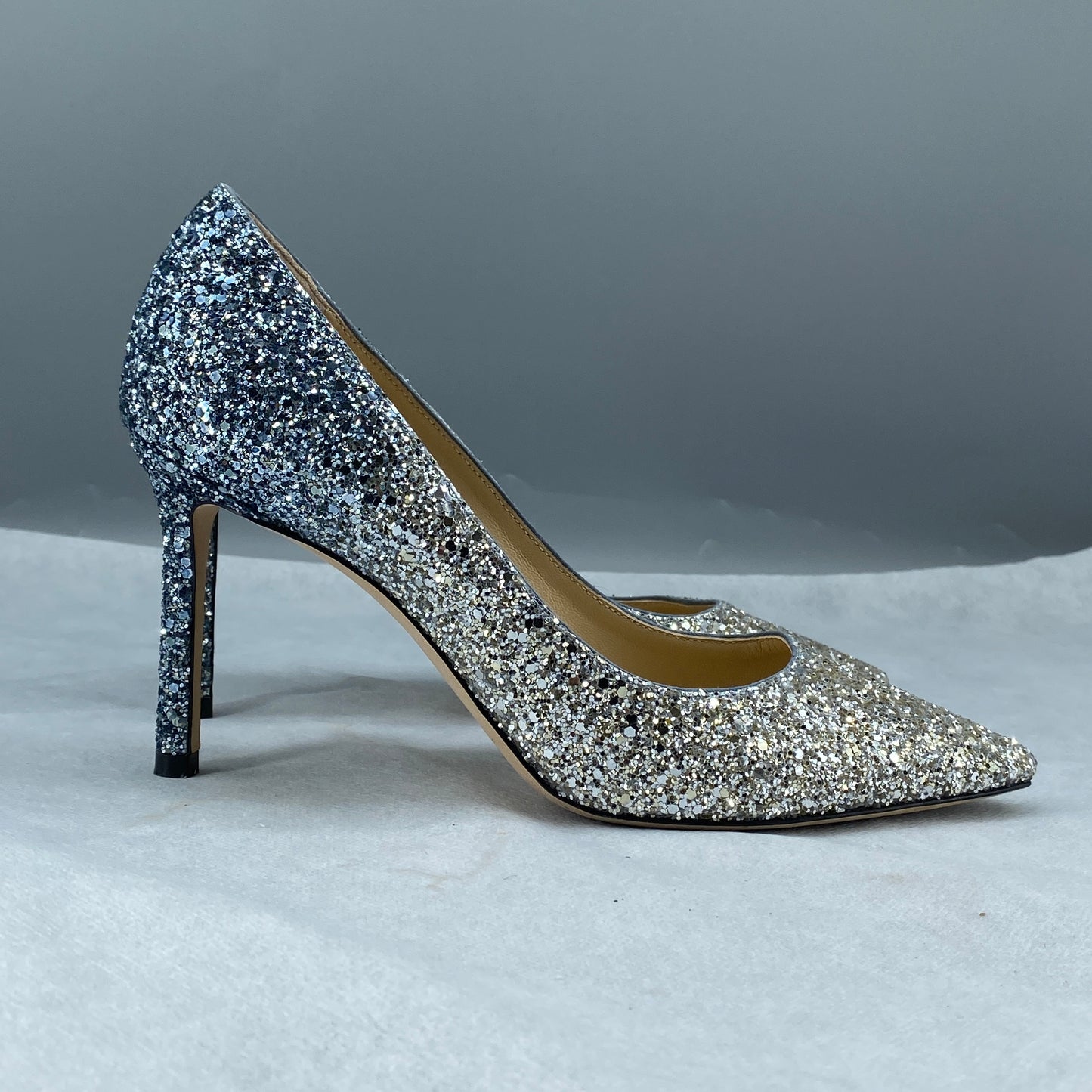 Jimmy Choo Women's Silver Glitter Pointed Toe High Heel Pumps Size 36