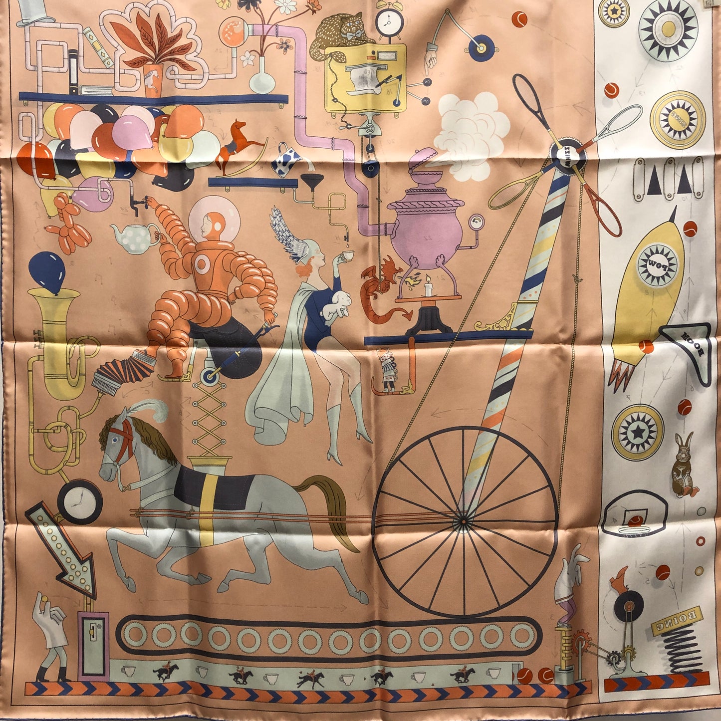 Hermes NWT Silk Square Scarf Multi-Color Printed 90*90