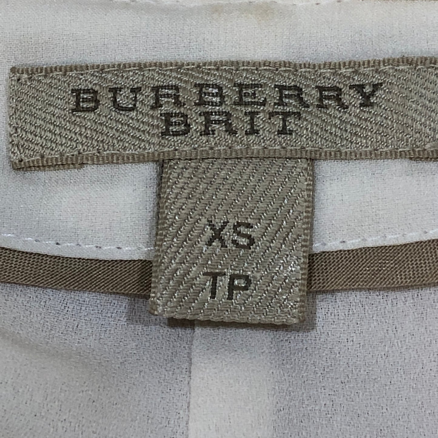 Burberry Beige V-Neck Short Sleeve Pleated Mini Dress Size XS