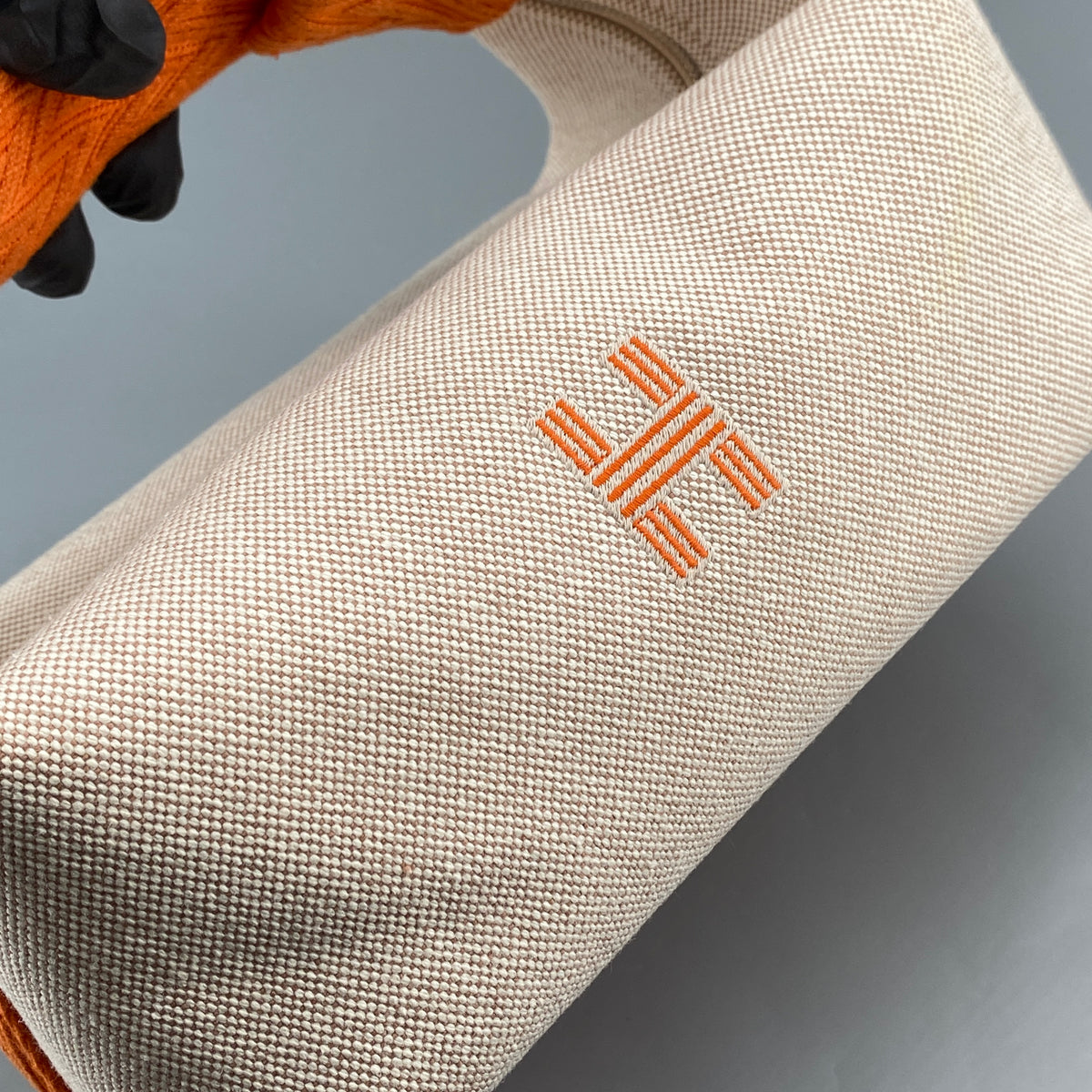 Herms Cream & Orange Canvas Bride-a-Brac Vanity Bag