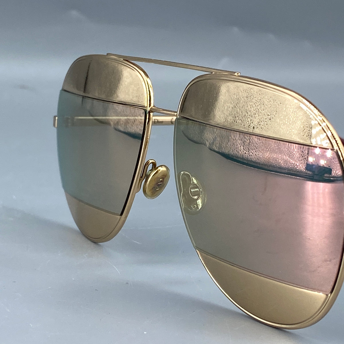 Christian Dior Aviator Sunglasses Gold Tone Frame
