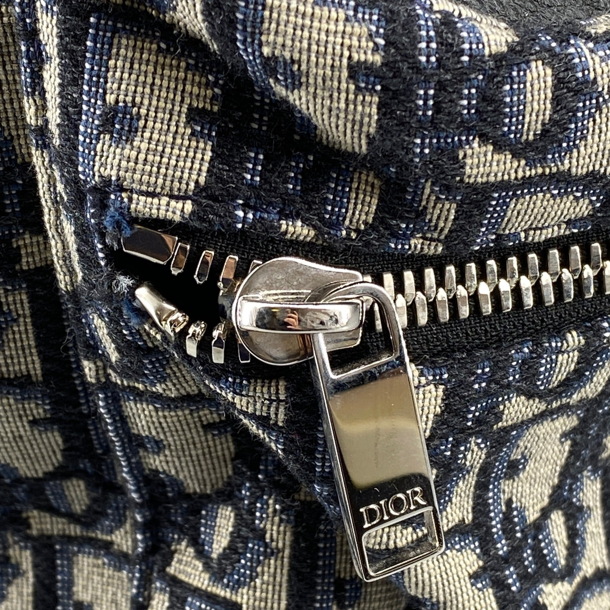 Christian Dior Navy Grey Oblique Jacquard Backpack Bag