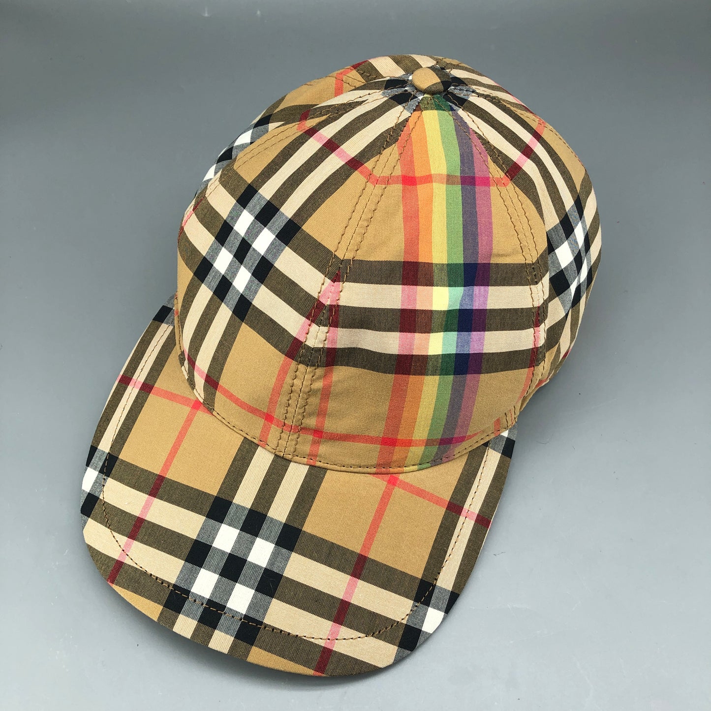 Burberry Vintage Rainbow Check Baseball Cap Size 58cm