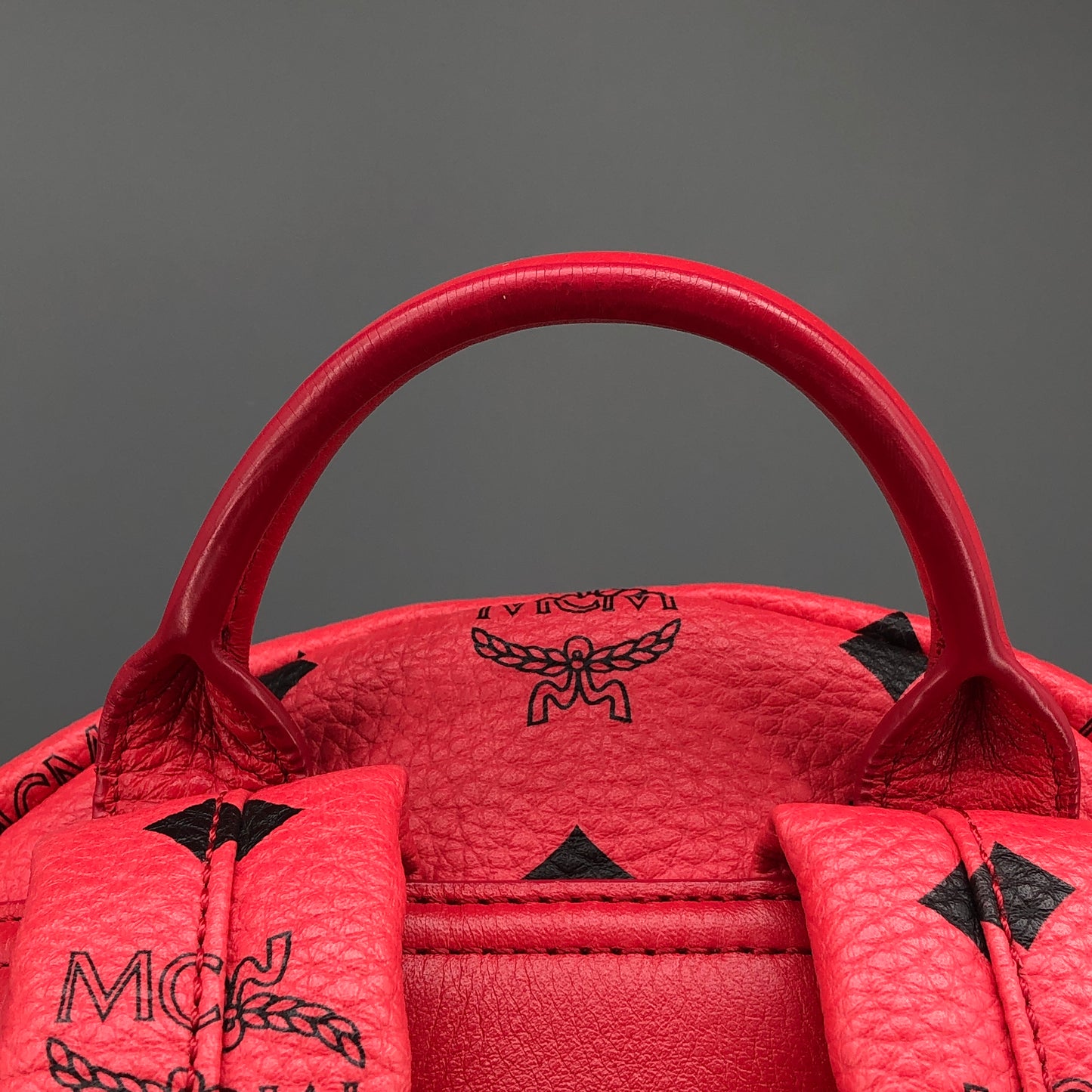 MCM Visetos Coated Canvas Small Backpack Hot Pink