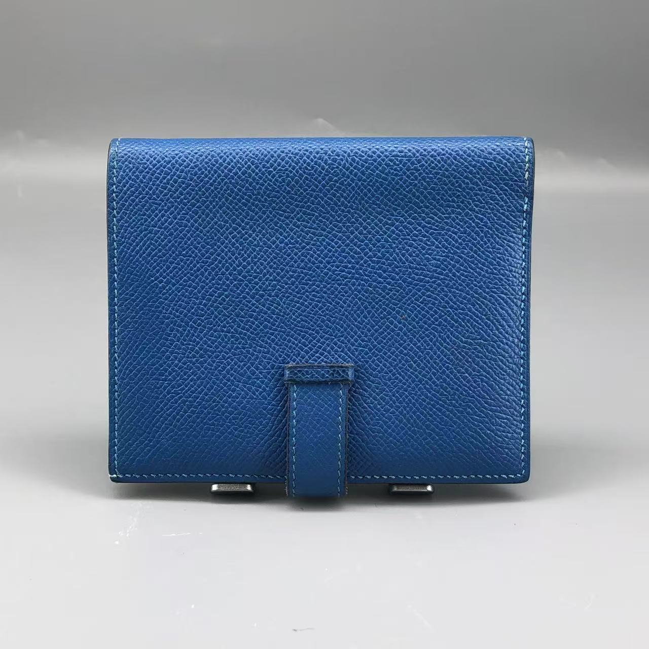 Hermes Bearn Compact Wallet in Bleu Zanzibar Chevre Mysore Leather
