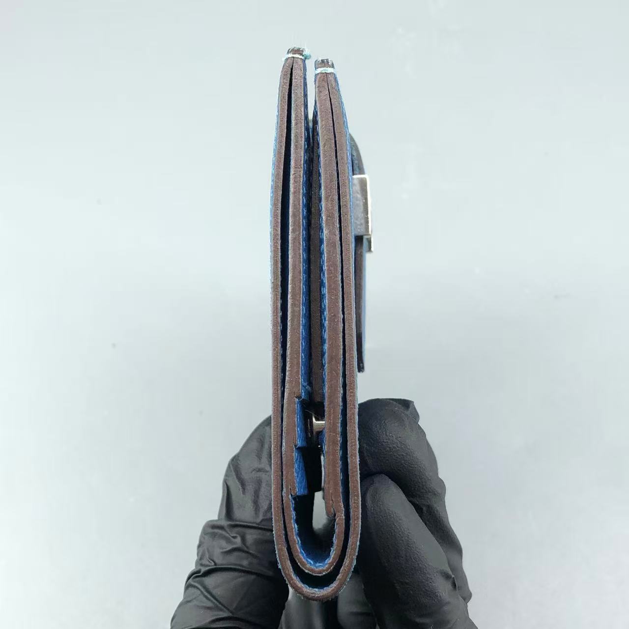 Hermes Bearn Compact Wallet in Bleu Zanzibar Chevre Mysore Leather