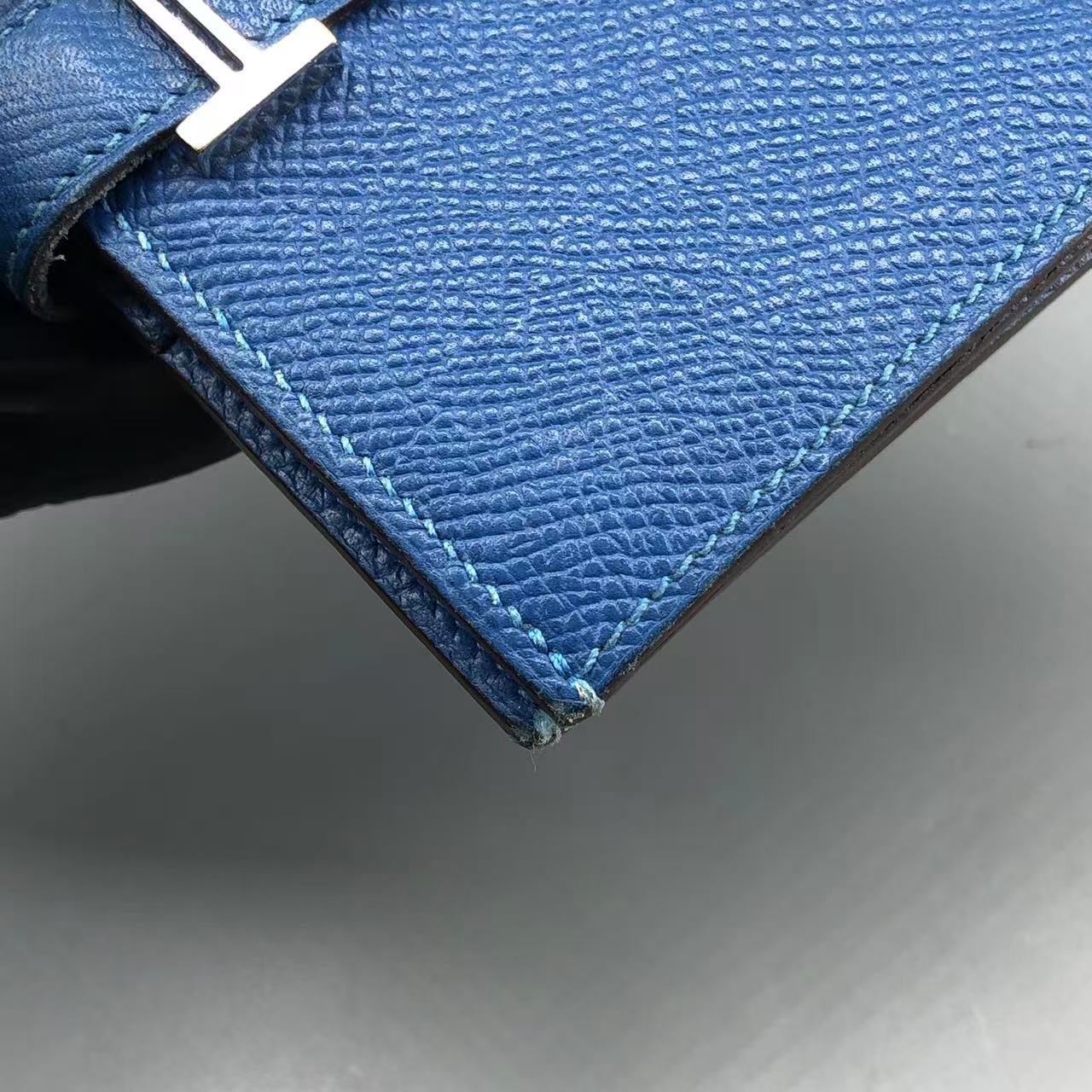 Hermes Bearn Compact Wallet in Bleu Zanzibar Chevre Mysore Leather