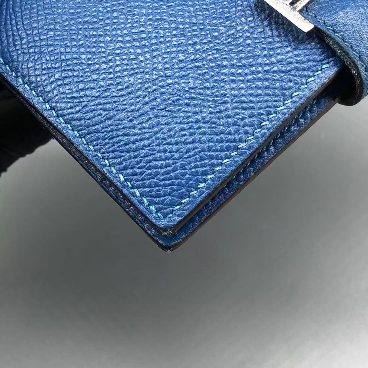 Hermes Bearn Compact Wallet in Bleu Zanzibar Chevre Mysore Leather
