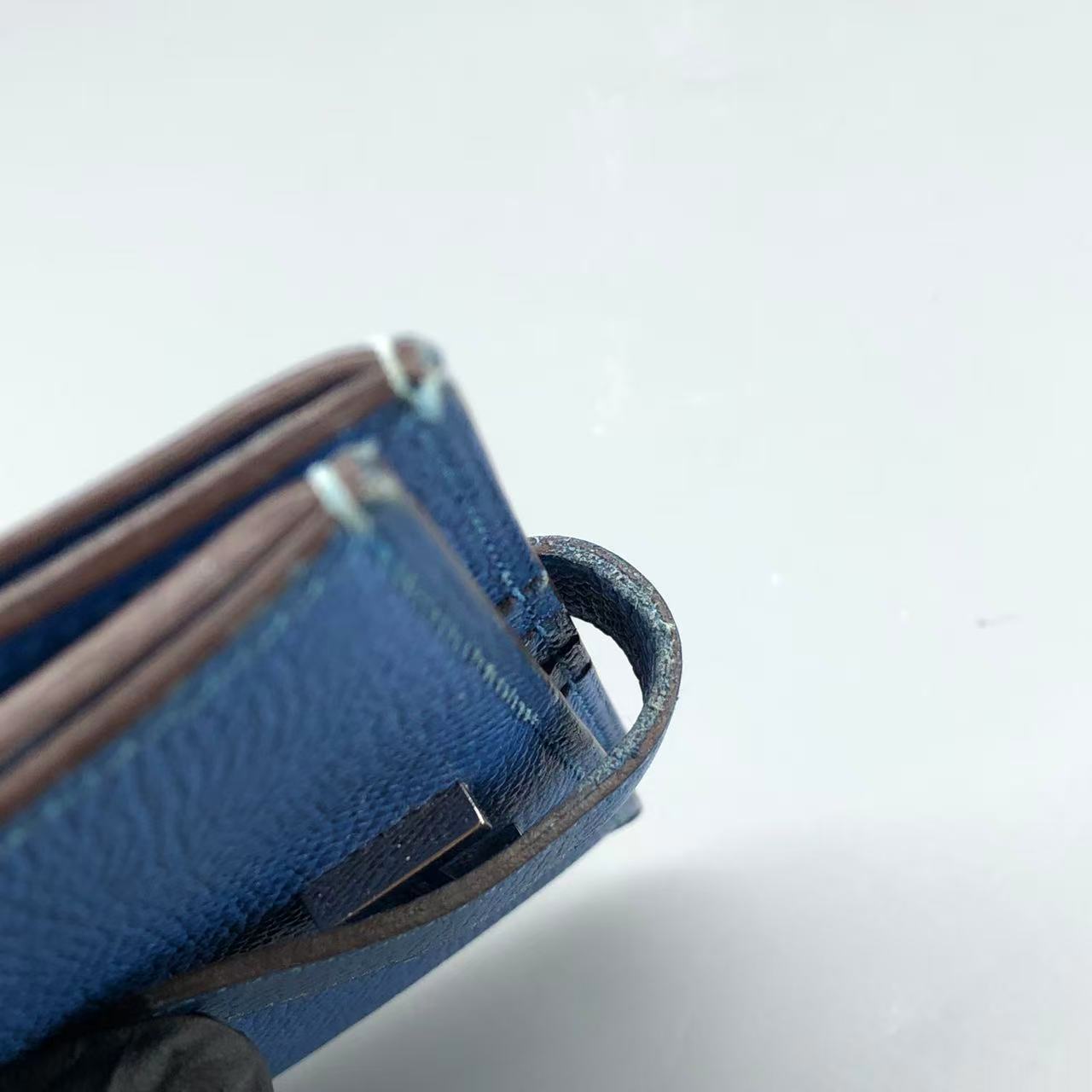 Hermes Bearn Compact Wallet in Bleu Zanzibar Chevre Mysore Leather