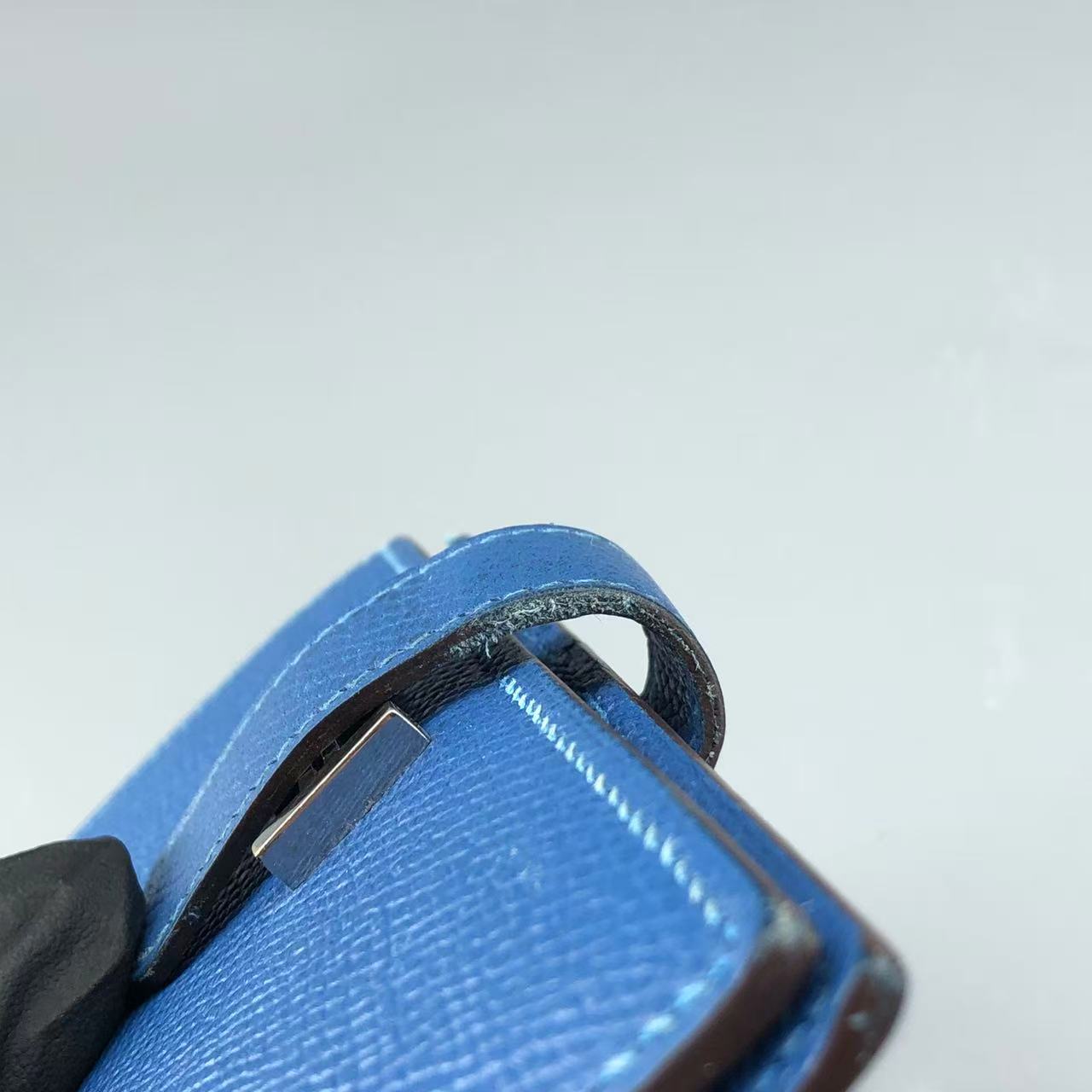 Hermes Bearn Compact Wallet in Bleu Zanzibar Chevre Mysore Leather