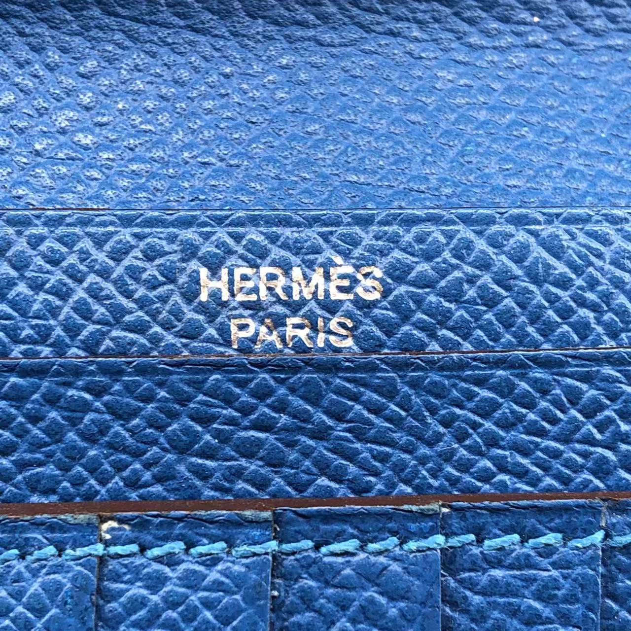 Hermes Bearn Compact Wallet in Bleu Zanzibar Chevre Mysore Leather