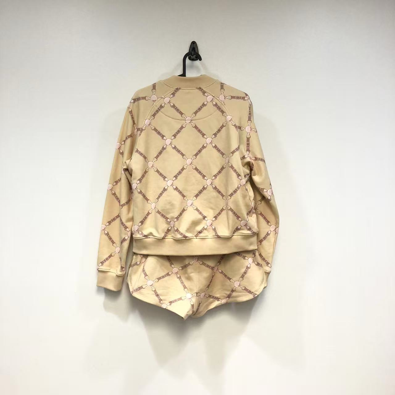 Hermes Twin-Set Bomber Jacket and Matching Shorts in Beige Cotton Blend