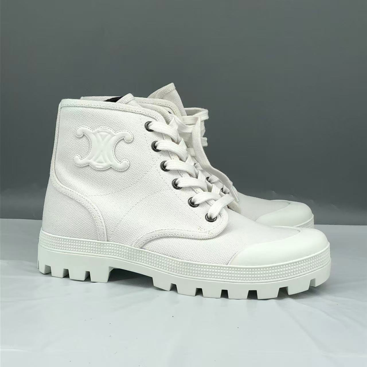 Celine Patapans Lace-Up Boots Canvas Size EU 36