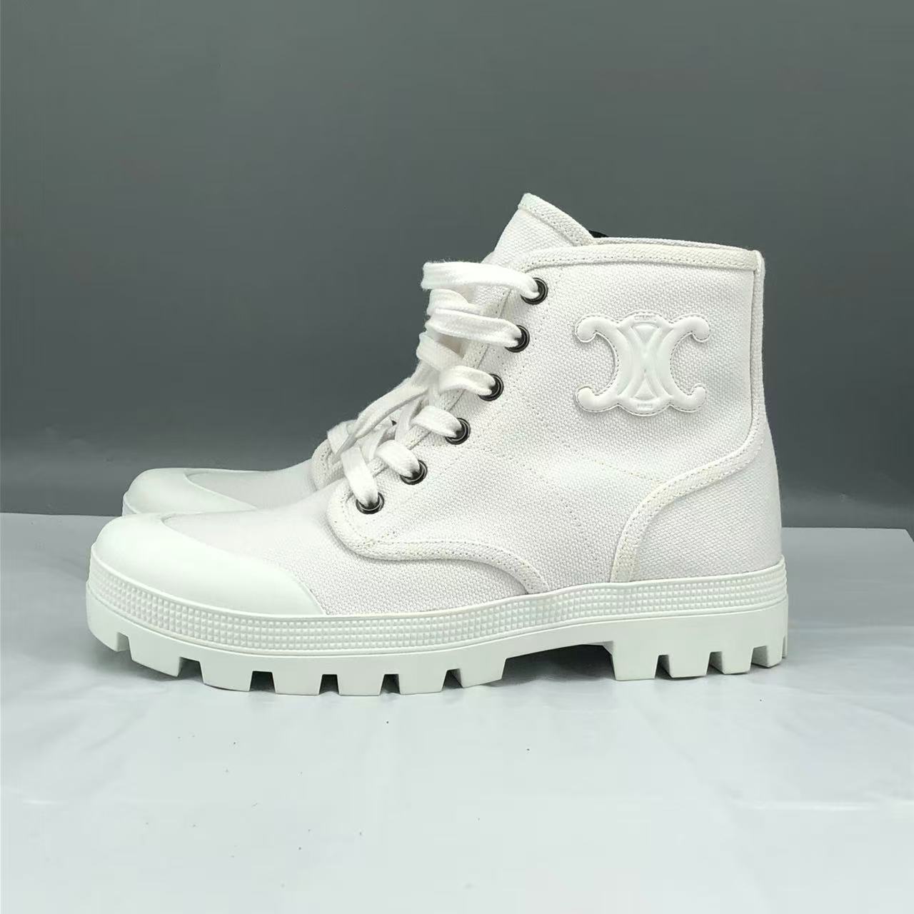 Celine Patapans Lace-Up Boots Canvas Size EU 36