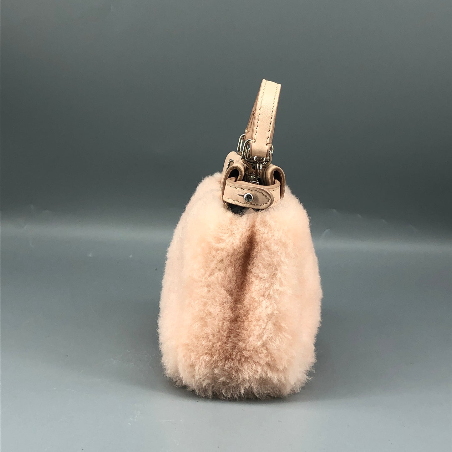 Fendi Peekaboo Mini Shearling Handbag Blush Pink