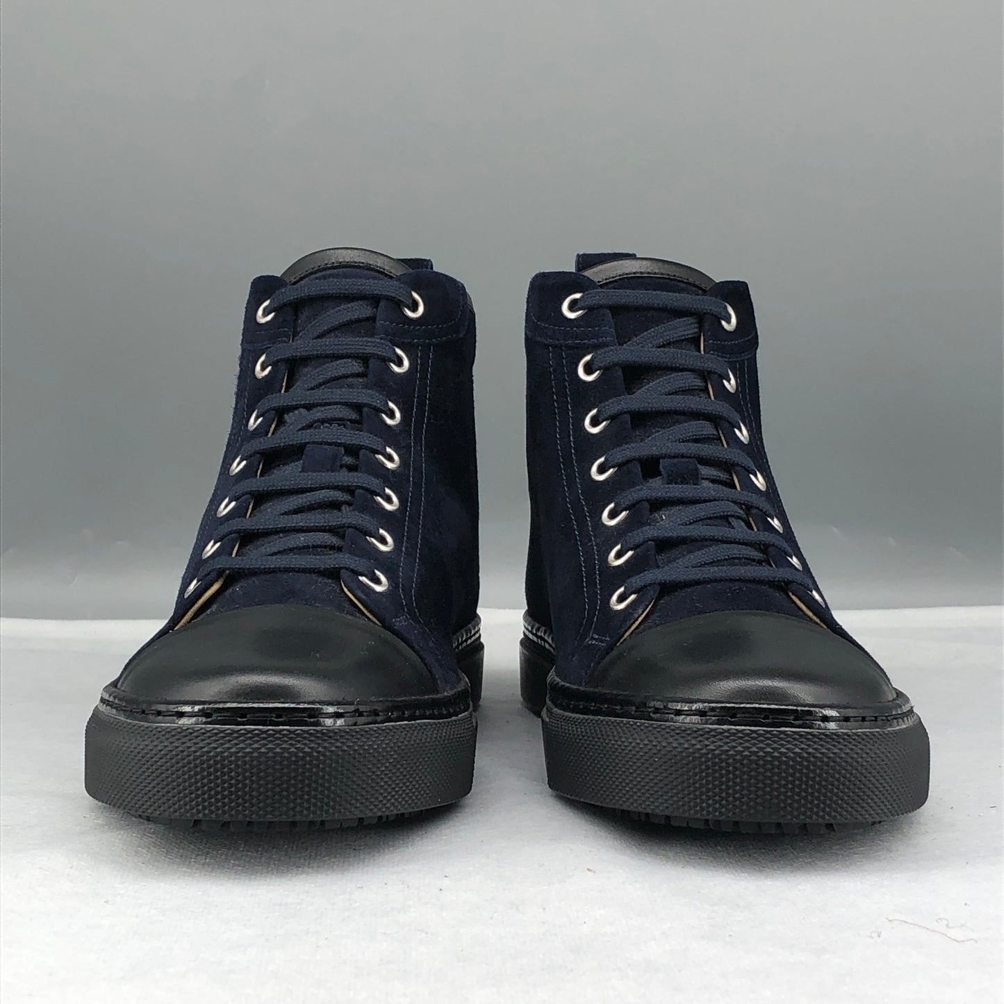 Hermes Women's Suede High Top Casual Sneakers Size 37 Navy Blue