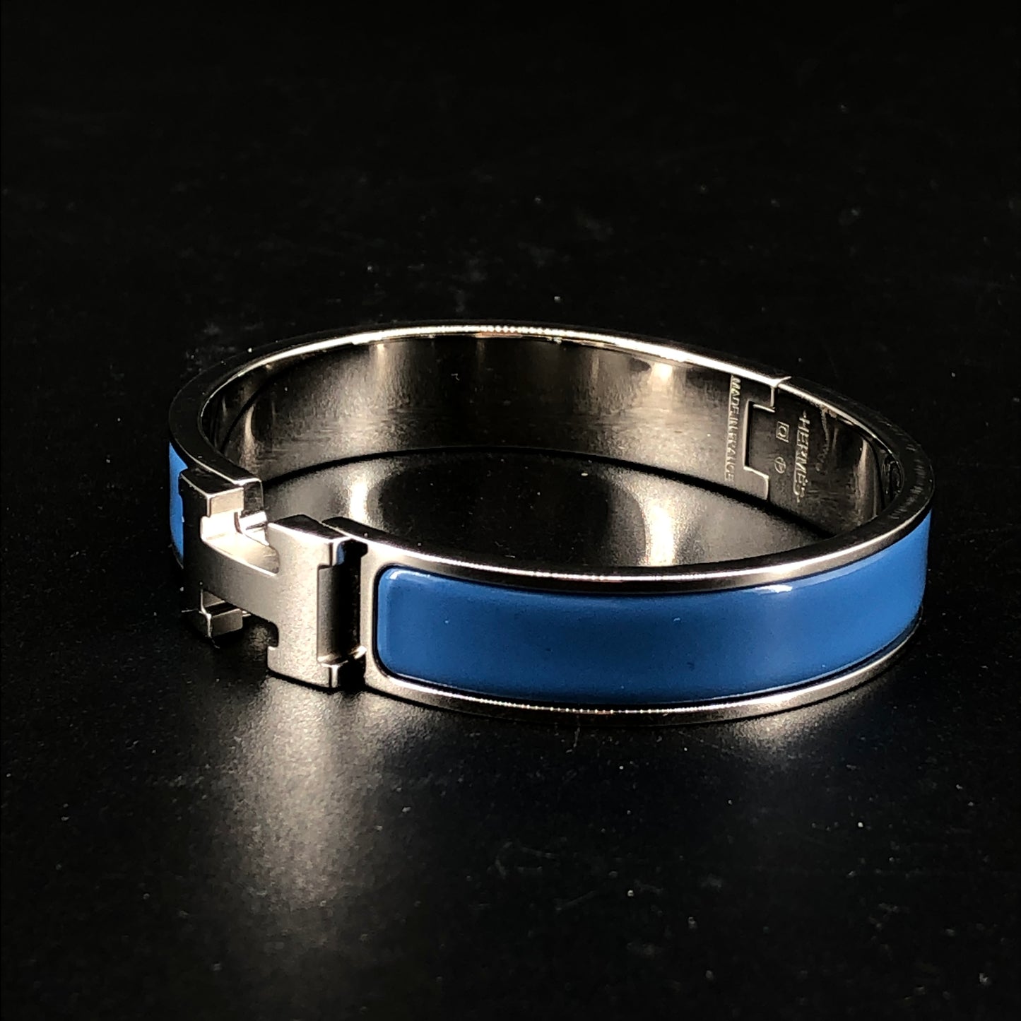 Hermes 2013 Blue Enamel Clic H Bracelet