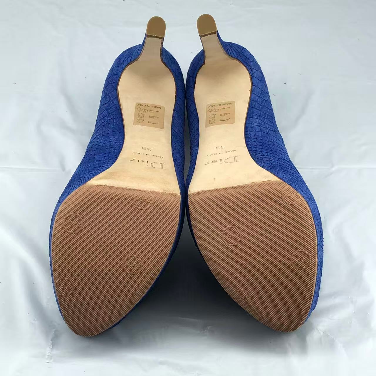 Christian Dior Miss Dior Python-Embossed Peep-Toe Platform Pumps Blue Size EU 39