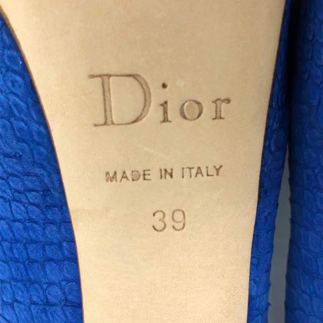 Christian Dior Miss Dior Python-Embossed Peep-Toe Platform Pumps Blue Size EU 39