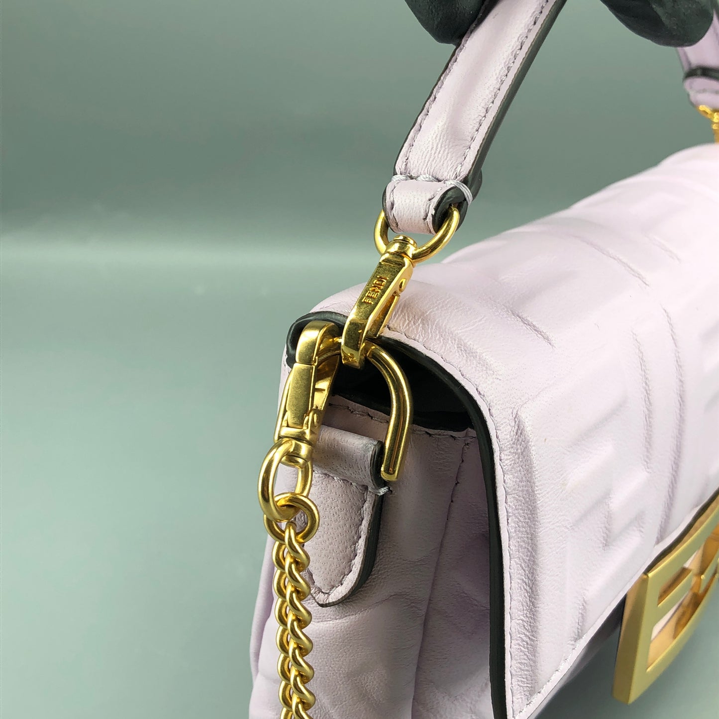 Fendi Light Purple FF Embossed Baguette Shoulder Bag