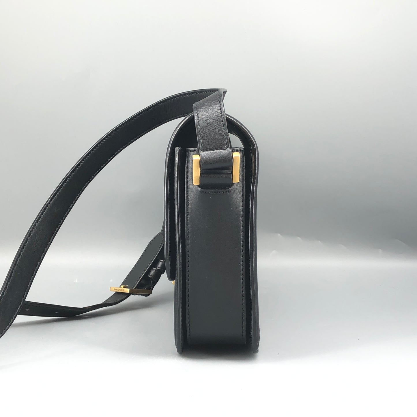 Saint Laurent Box Calfskin Solferino Satchel Bag Black