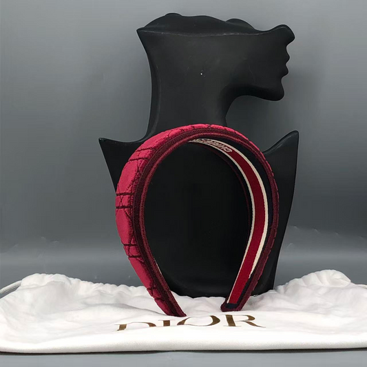 Christian Dior Cannage Velvet Headband Burgundy