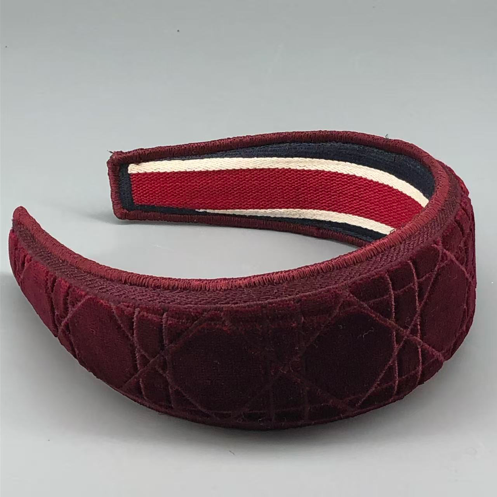 Christian Dior Cannage Velvet Headband Burgundy